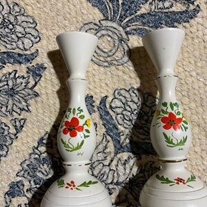 Vintage Swedish Wooden Candle Holders